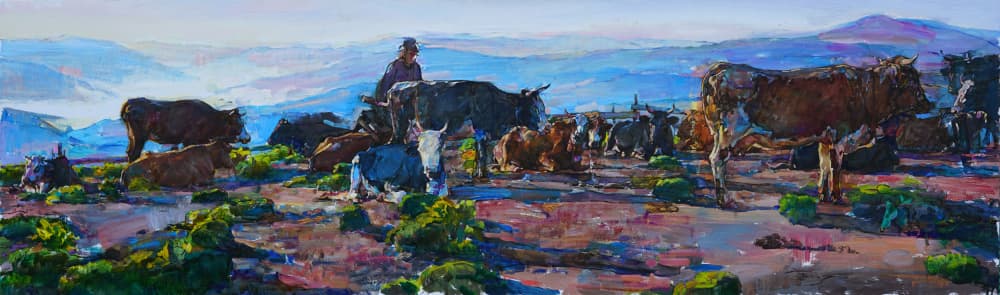 Cattle Herding In Mountains by Andrii Kutsachenko — canvas wall art