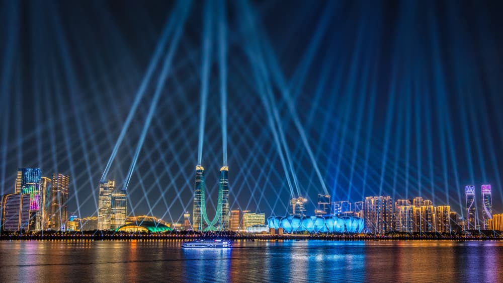 Dramatic City Lights Skyline by Antoni Figueras — canvas wall art