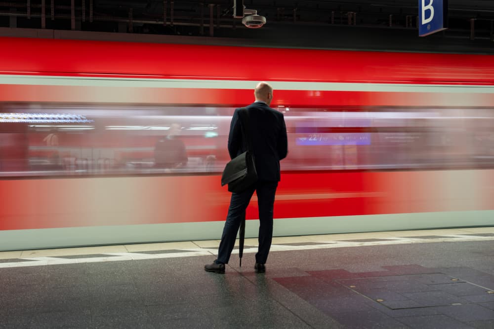 Red Train Motion by Dieter Reichelt — canvas wall art
