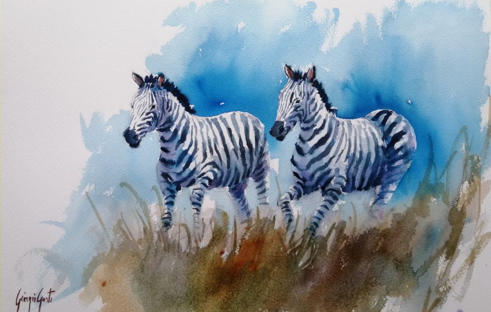 zebras 4 by Giorgio Gosti — canvas wall art