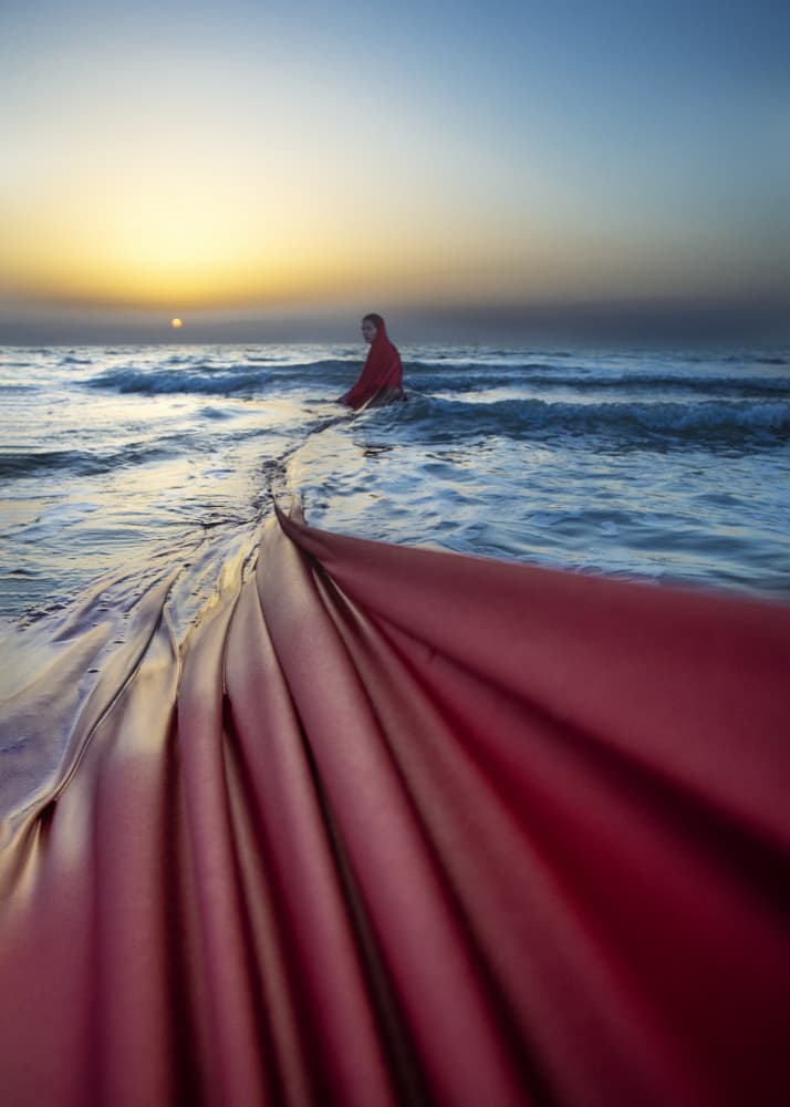 Solitary Red Fabric Sunset by Hooman Sedaghi — canvas wall art