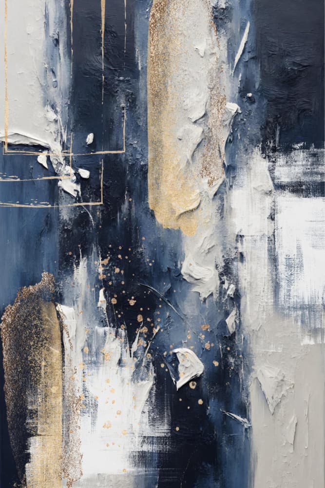 Elegant Blue Gold Abstract by Sally Ann Moss — canvas wall art