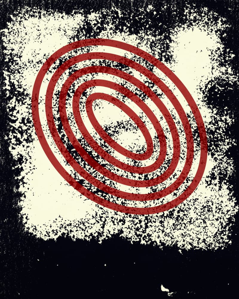 Distressed Red Ovals by Petr Strnad — canvas wall art