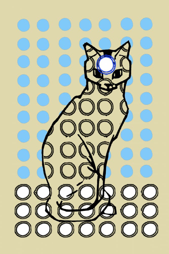 Patterned Blue Cat by casa cartissi — canvas wall art