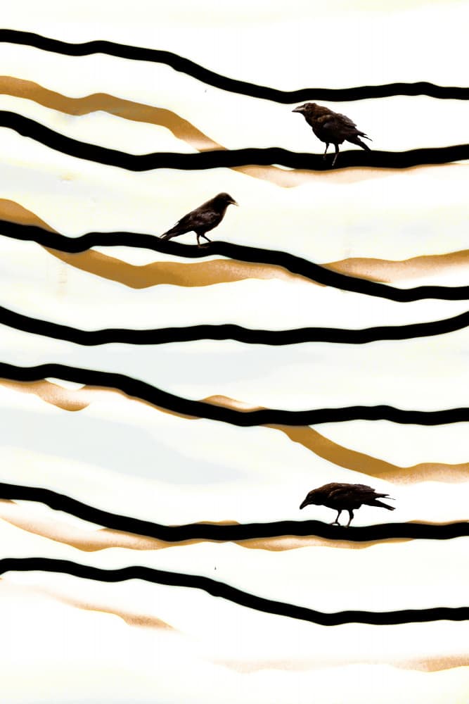 Birds on Golden Waves by Christina Sillen — canvas wall art