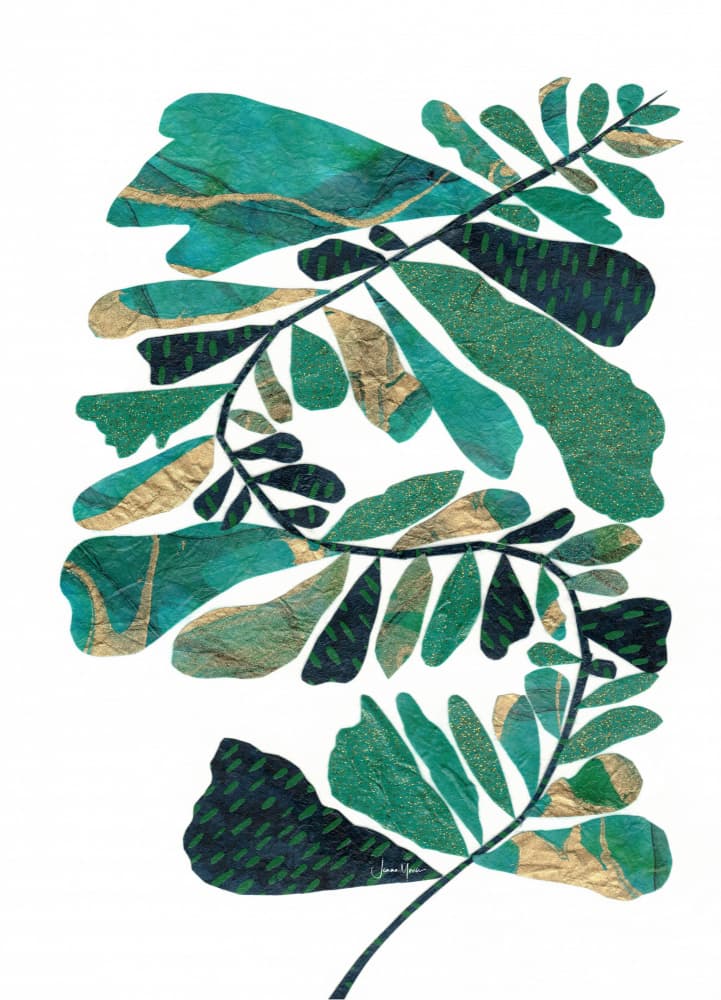 Modern Green Gold Leaves by Jemma Morris — canvas wall art