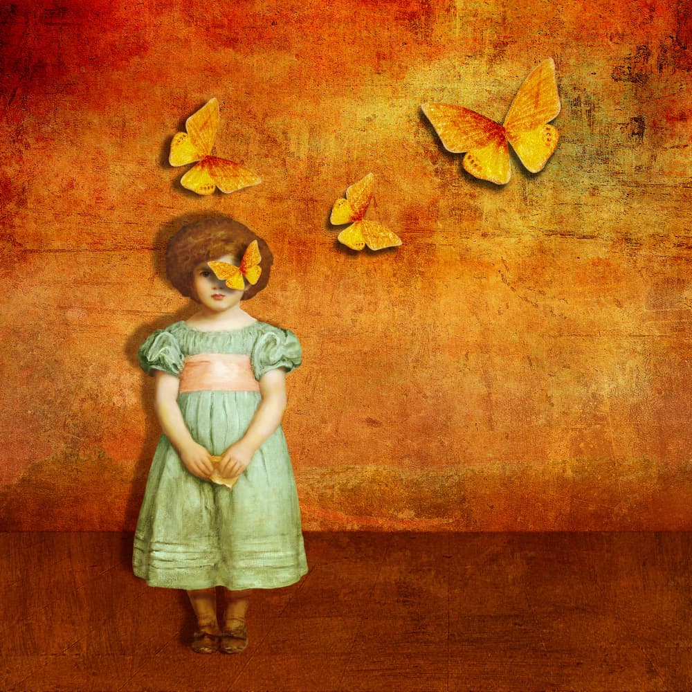 Girl with Butterfly Eyes by Marja van den Hurk — canvas wall art