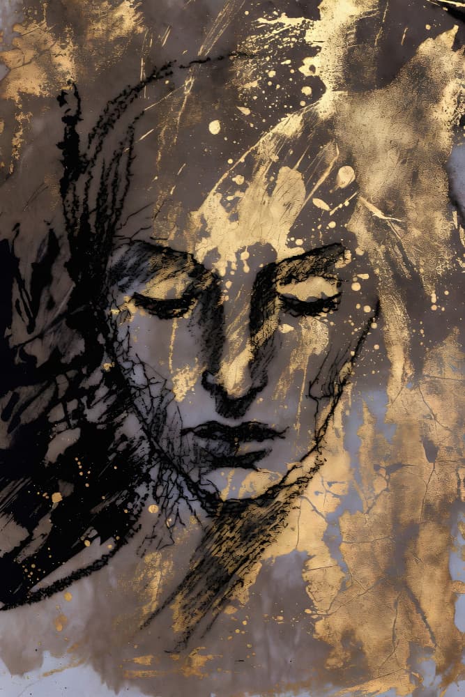 Dreamy Gold Portrait by Miguel Bruzual — canvas wall art
