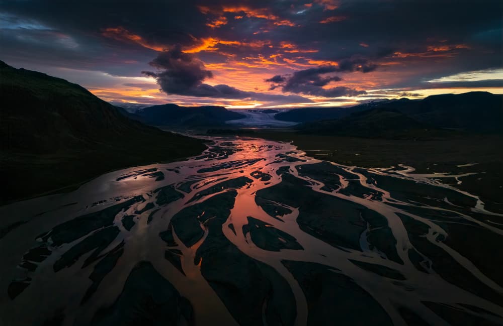 Vibrant River Sunset by Aidong Ning — canvas wall art