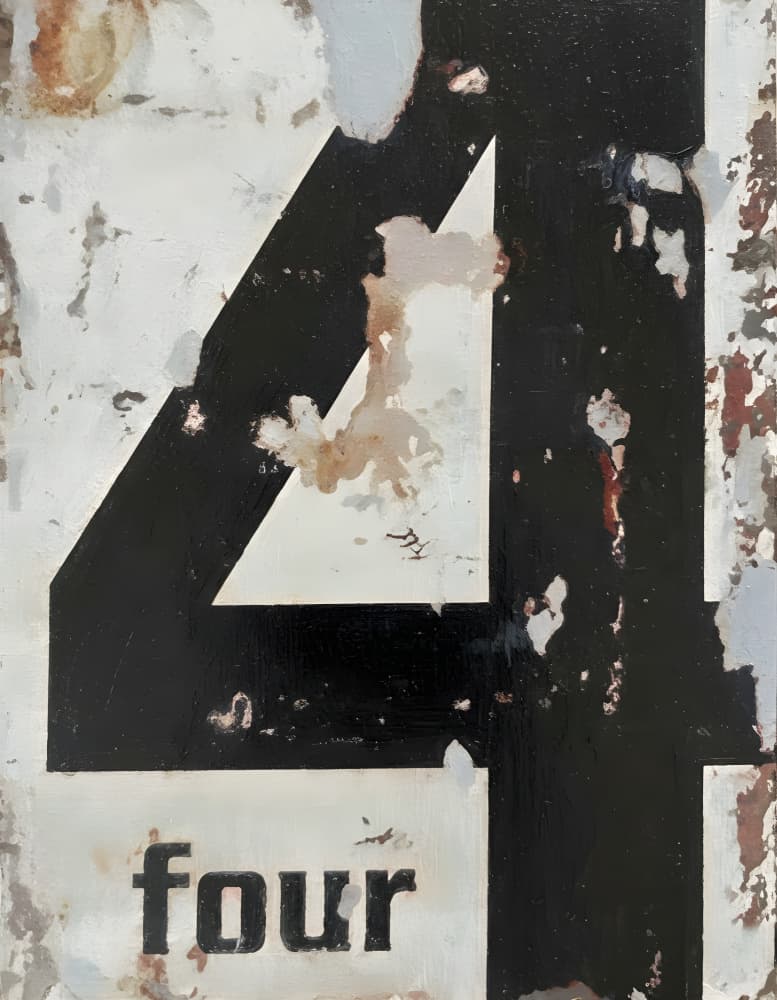 Distressed Black Four by HUGO — canvas wall art