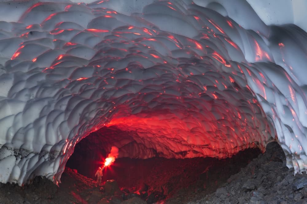Fiery Ice Cave by Denis Budkov — canvas wall art