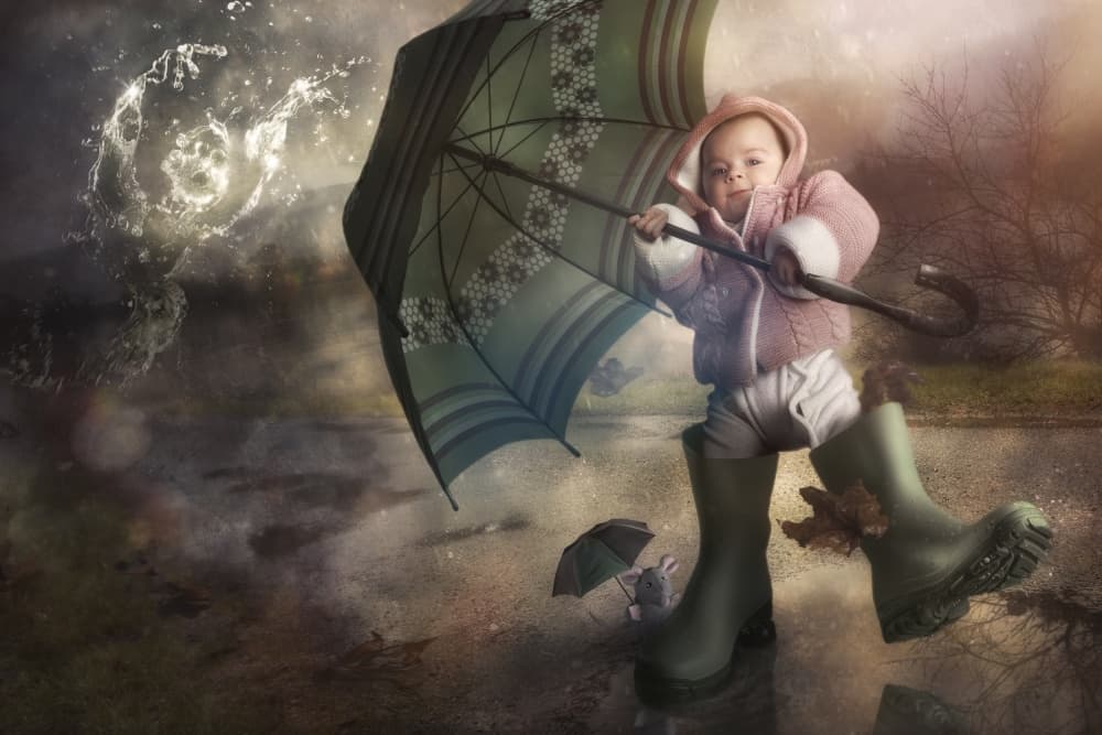 Whimsical Baby Rainy Day by Christophe Kiciak — canvas wall art