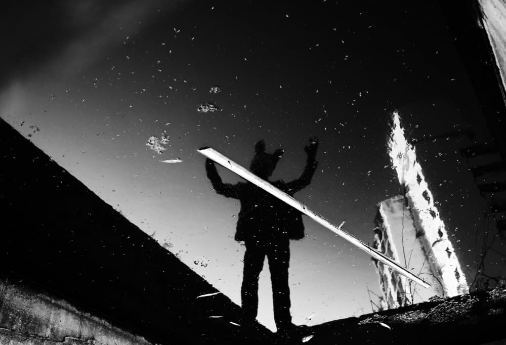 Silhouetted Urban Reflection by Mi Young Choi — canvas wall art
