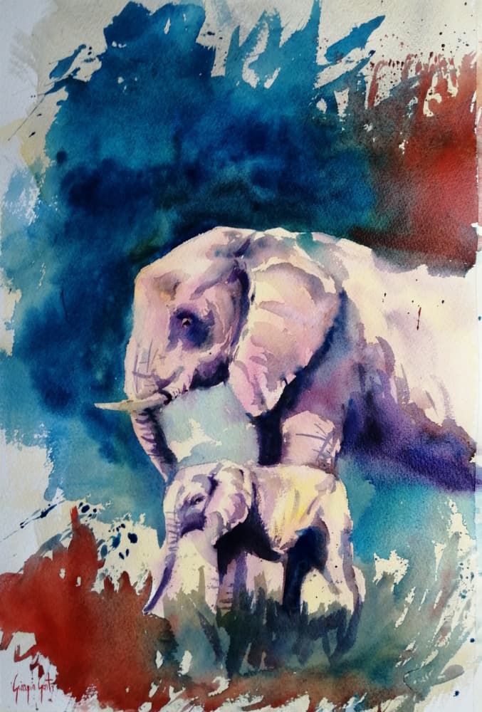 Gentle Elephant Bond by Giorgio Gosti — canvas wall art