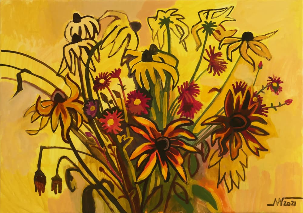 Golden Autumn Blooms by Marina Gorkaeva — canvas wall art