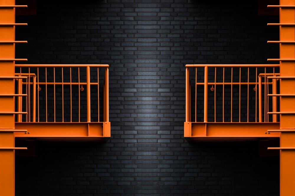 Symmetrical Orange Balconies by Rolf Endermann — canvas wall art