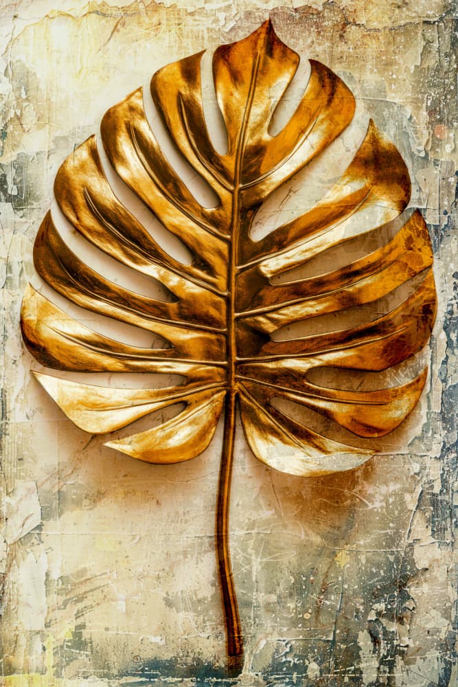Opulent Golden Monstera by Rafal Kulik — canvas wall art