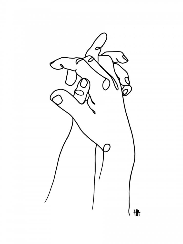Connected Hands Line Art by Hanna Lee Tidd — canvas wall art