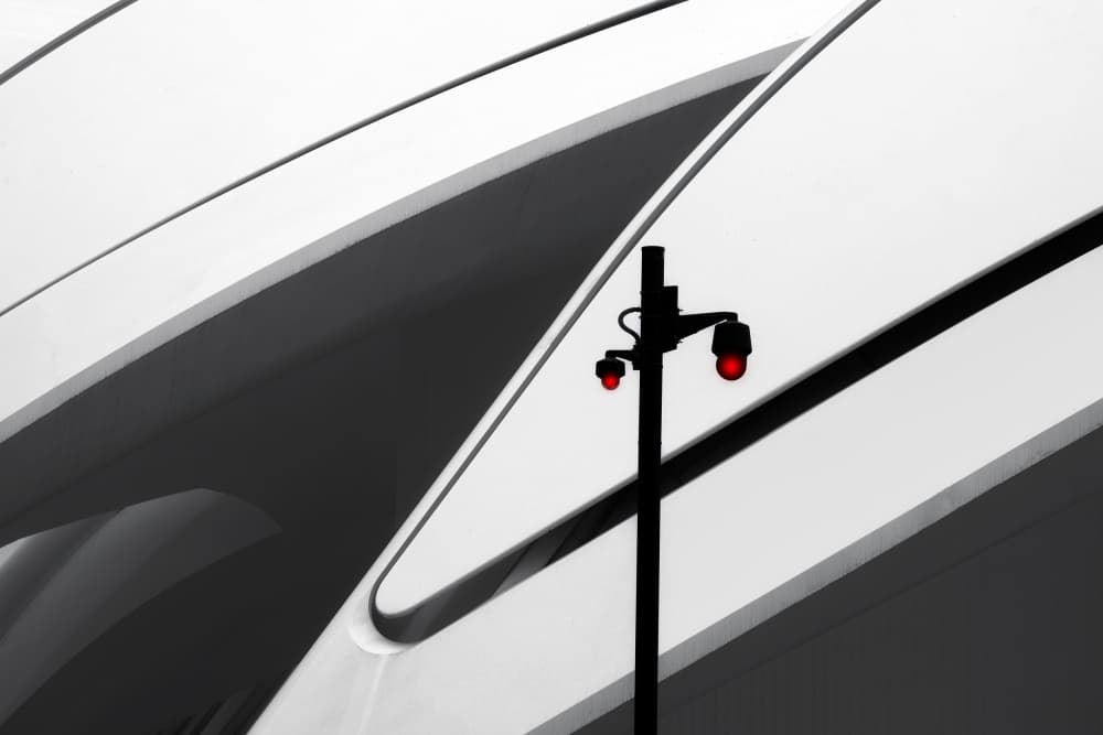 Modern Red Lights Architecture by Hans-Wolfgang Hawerkamp — canvas wall art