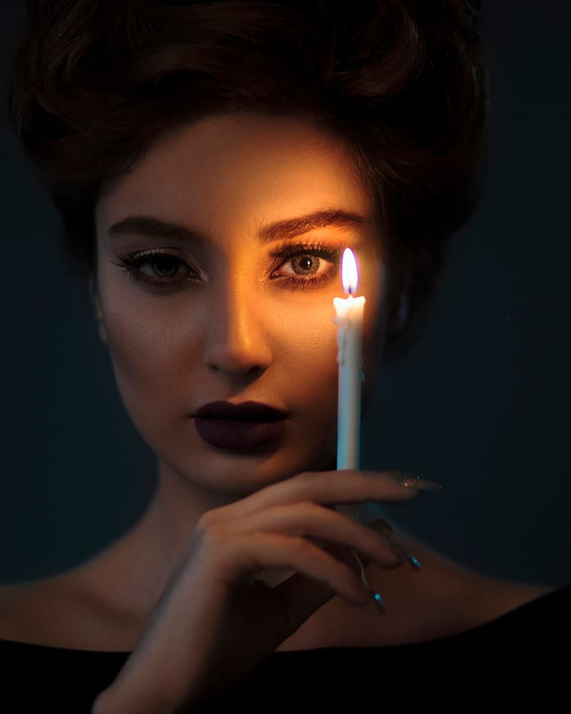 Mysterious Candlelight Portrait by Amin Hamidnezhad — canvas wall art