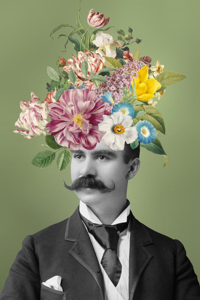 Floral Dapper Man by Marja van den Hurk — canvas wall art