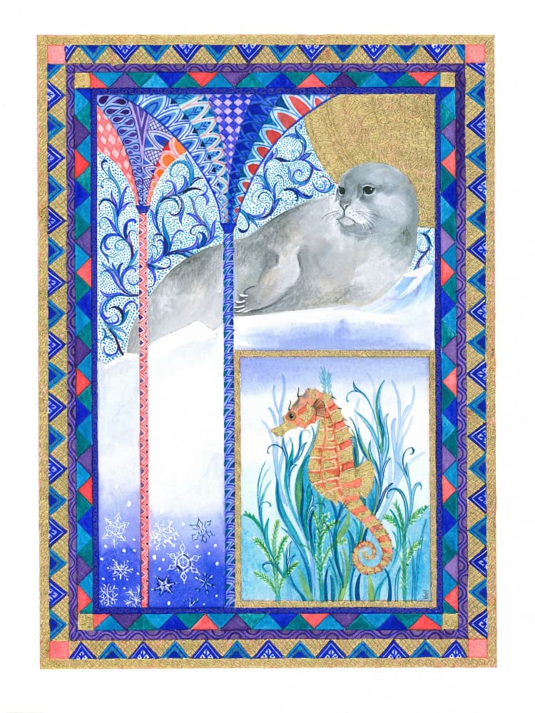 Seal and Seahorse by Isabelle Brent — canvas wall art