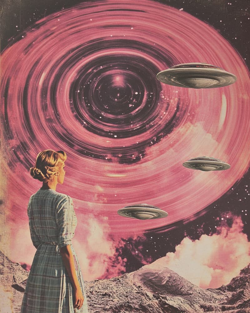 Retro Sci-Fi Galaxy View by Samantha Hearn — canvas wall art