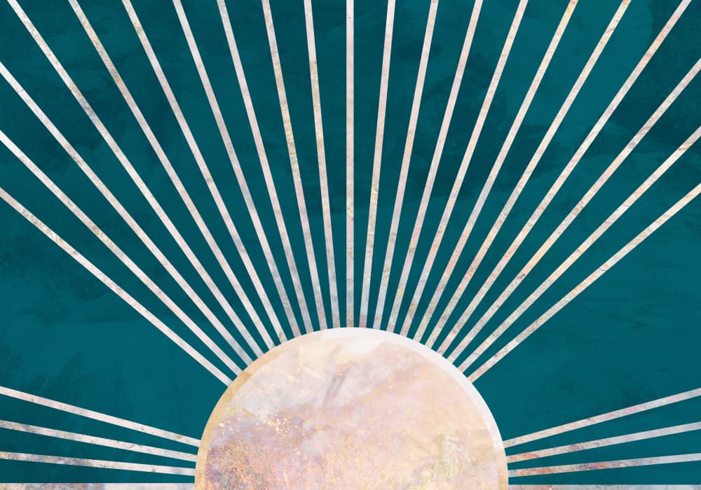 Celestial Teal Sunburst by Sarah Manovski — canvas wall art