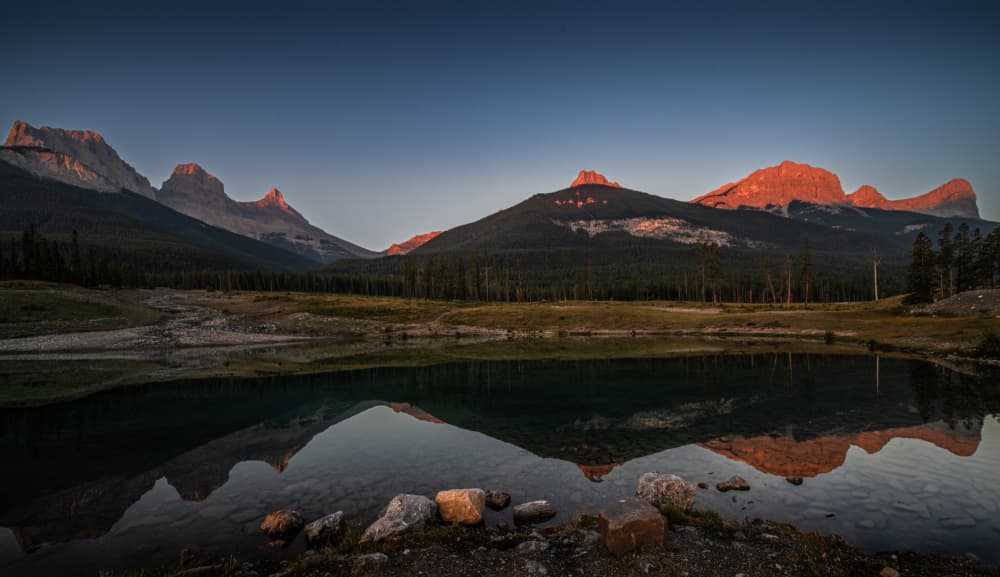 Golden Mountain Lake Reflection by Bing Li — canvas wall art