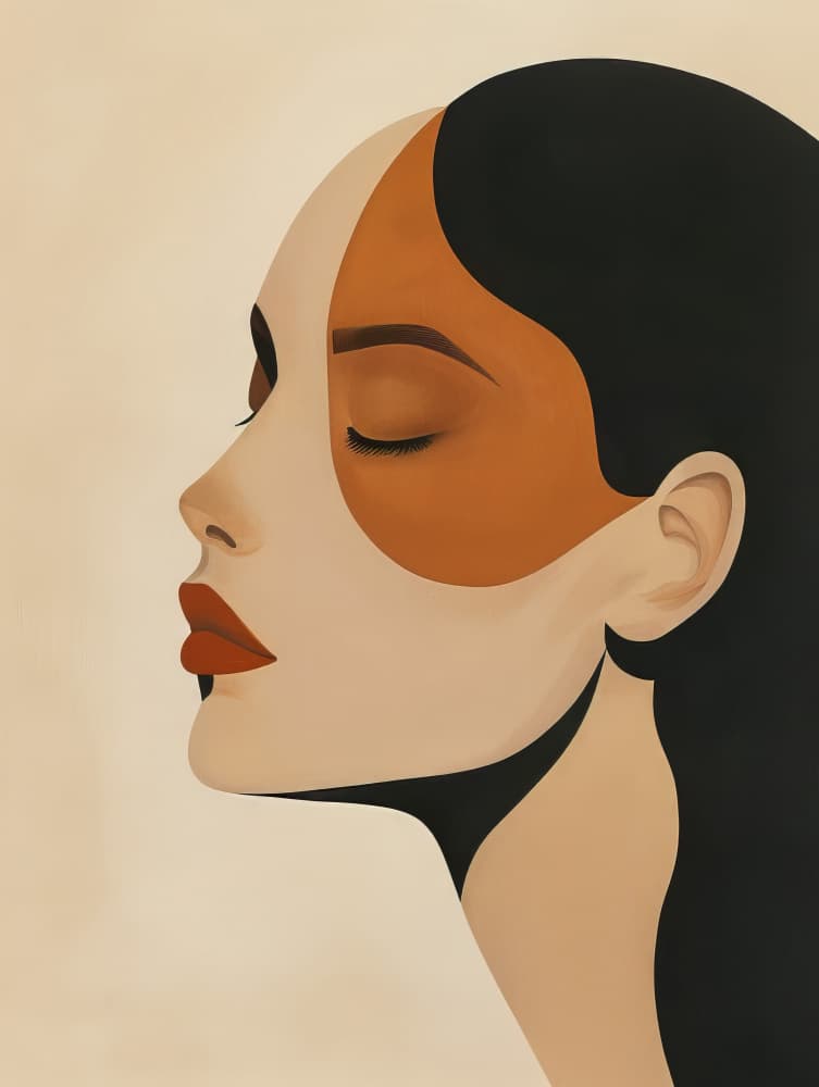 Quiet Woman's Profile by Bilge Paksoylu — canvas wall art