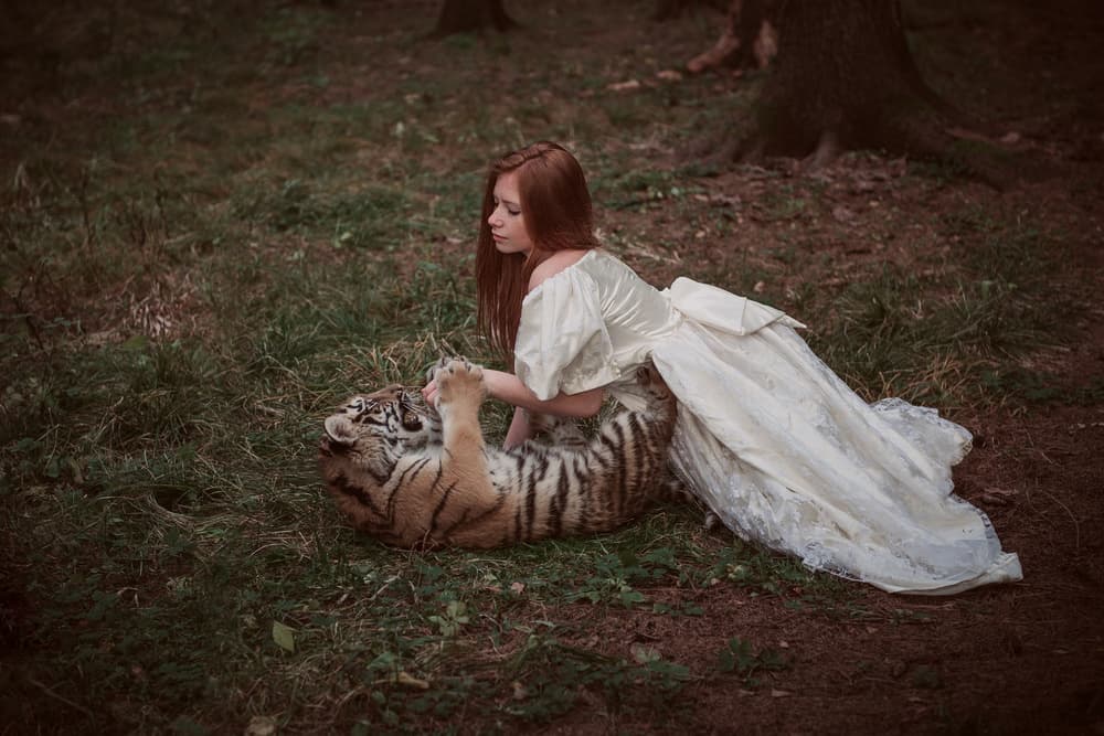 Fantasy Girl Tiger by Olga Barantseva — canvas wall art