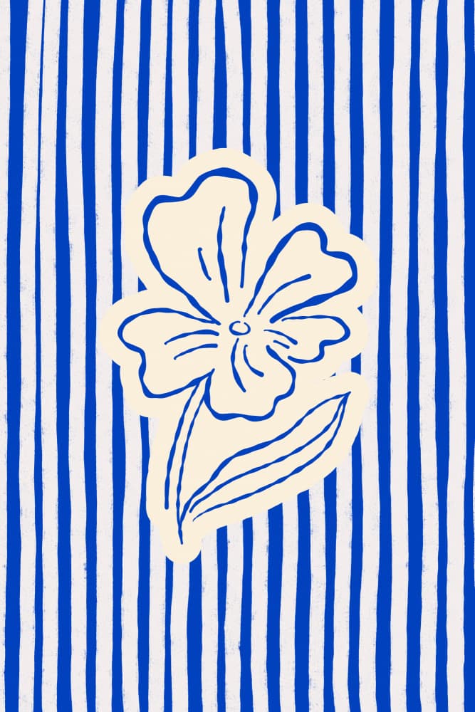 Blue Striped Flower by Treechild — canvas wall art