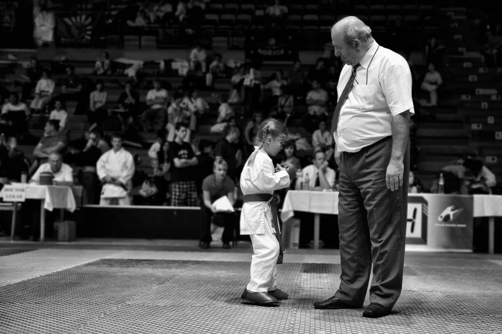 Little Girl Karate Lesson by Marcel Rebro — canvas wall art
