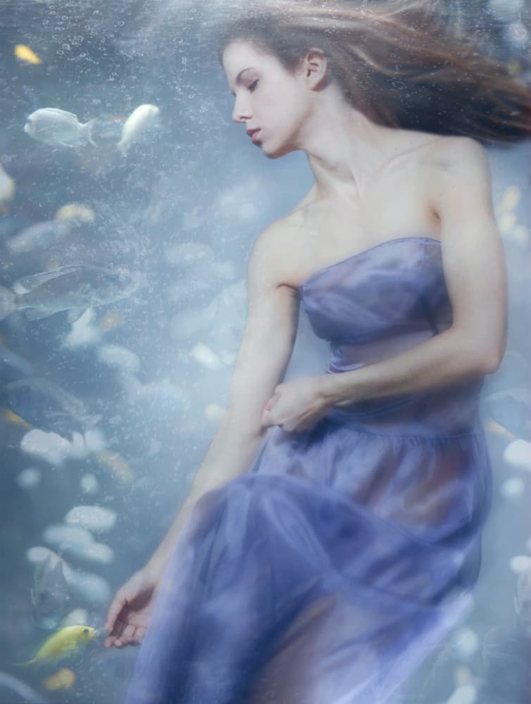 Ethereal Woman Underwater by miriana — canvas wall art