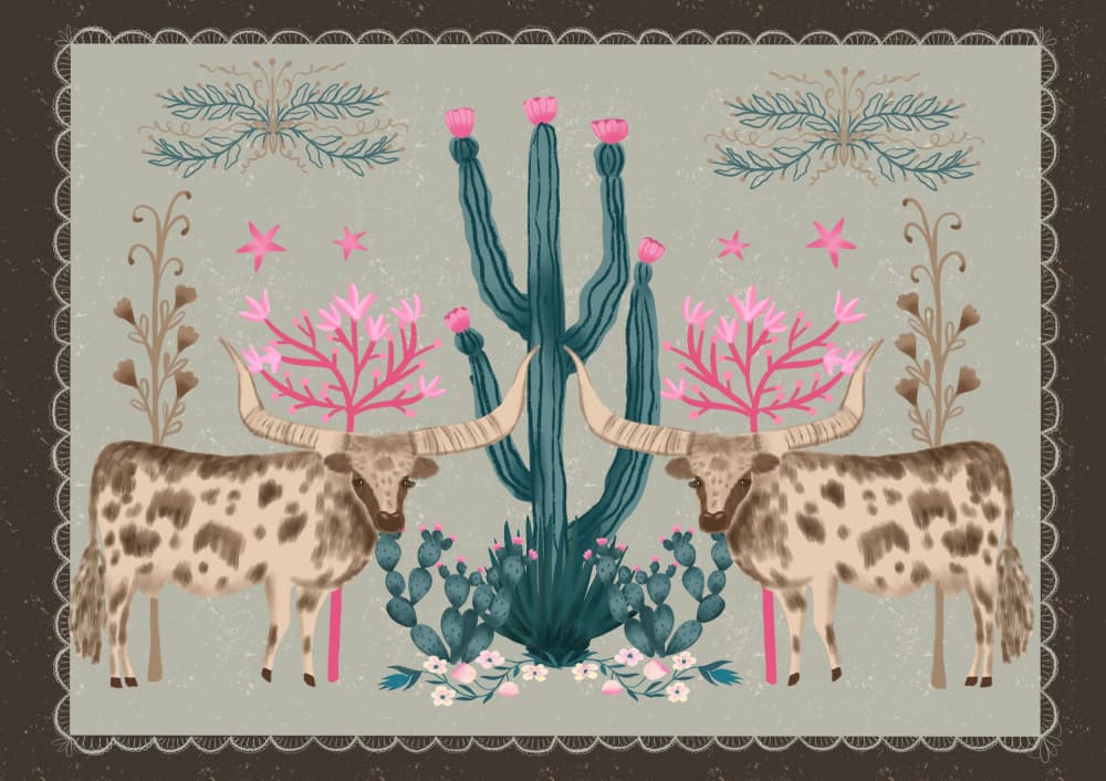 Blooming Desert Longhorns