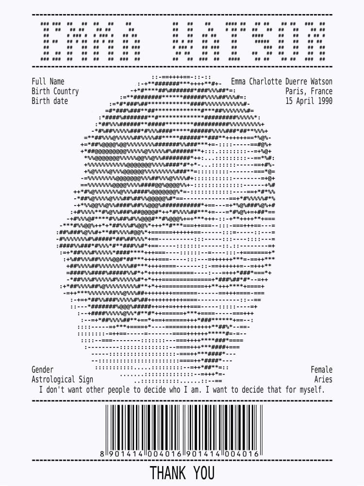 Typographic Celebrity Portrait by Doa Project — canvas wall art