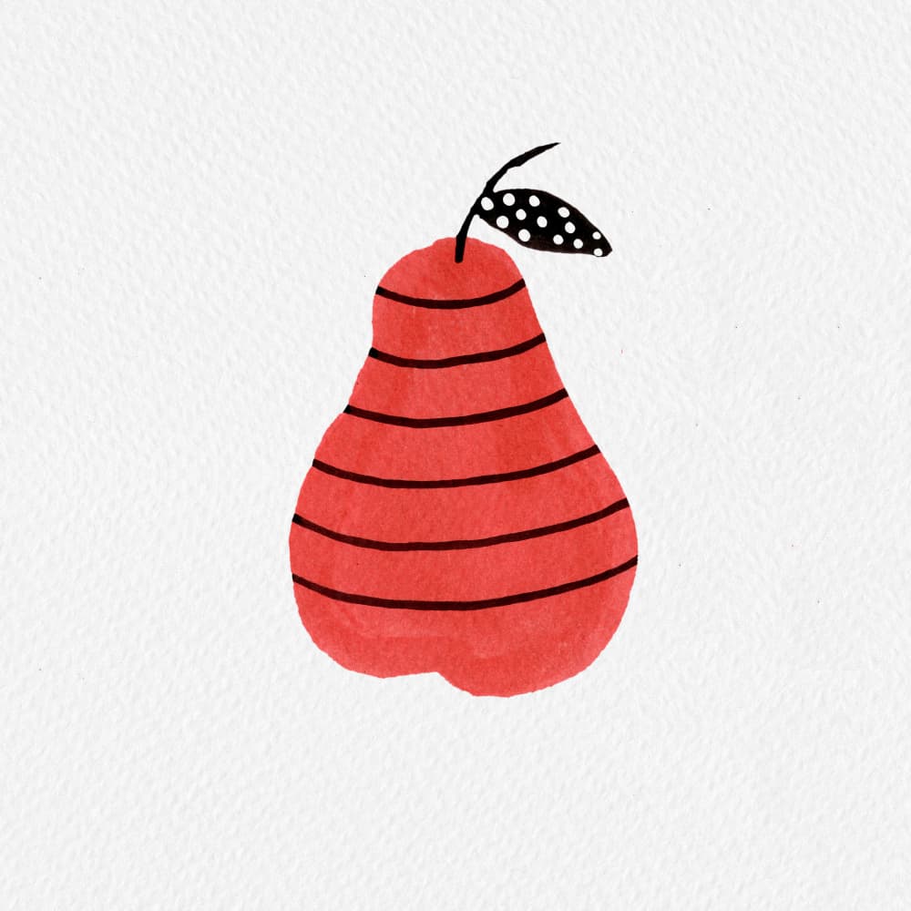 Red Striped Pear by Michele Channell — canvas wall art