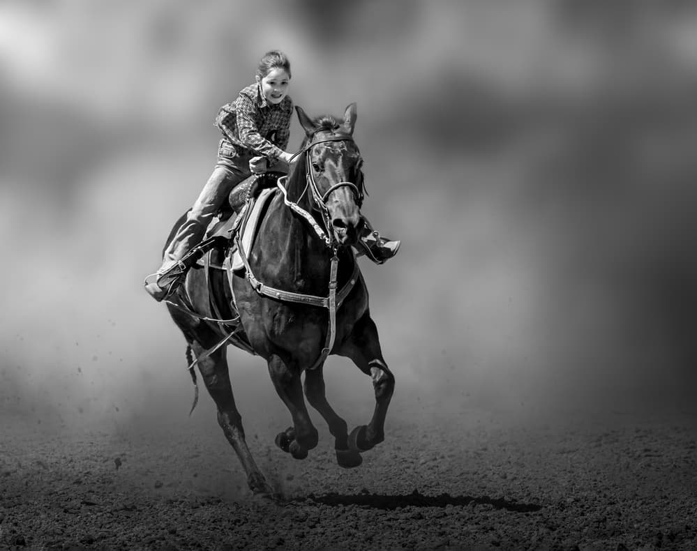 Galloping Cowgirl Joy by Irene Wu — canvas wall art