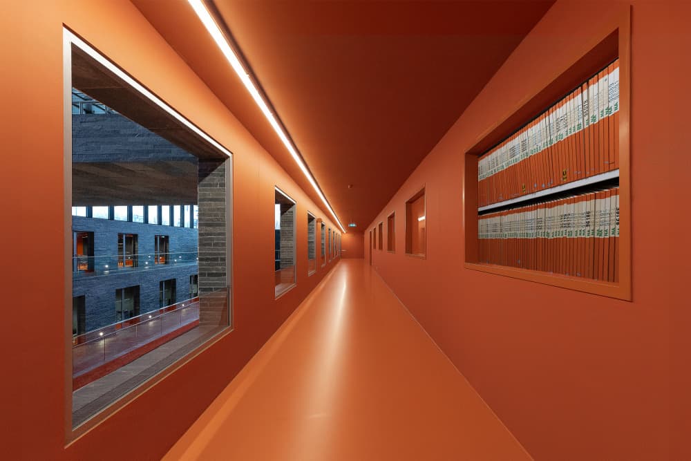 Modern Orange Corridor by Wilma Wijers Smeets — canvas wall art