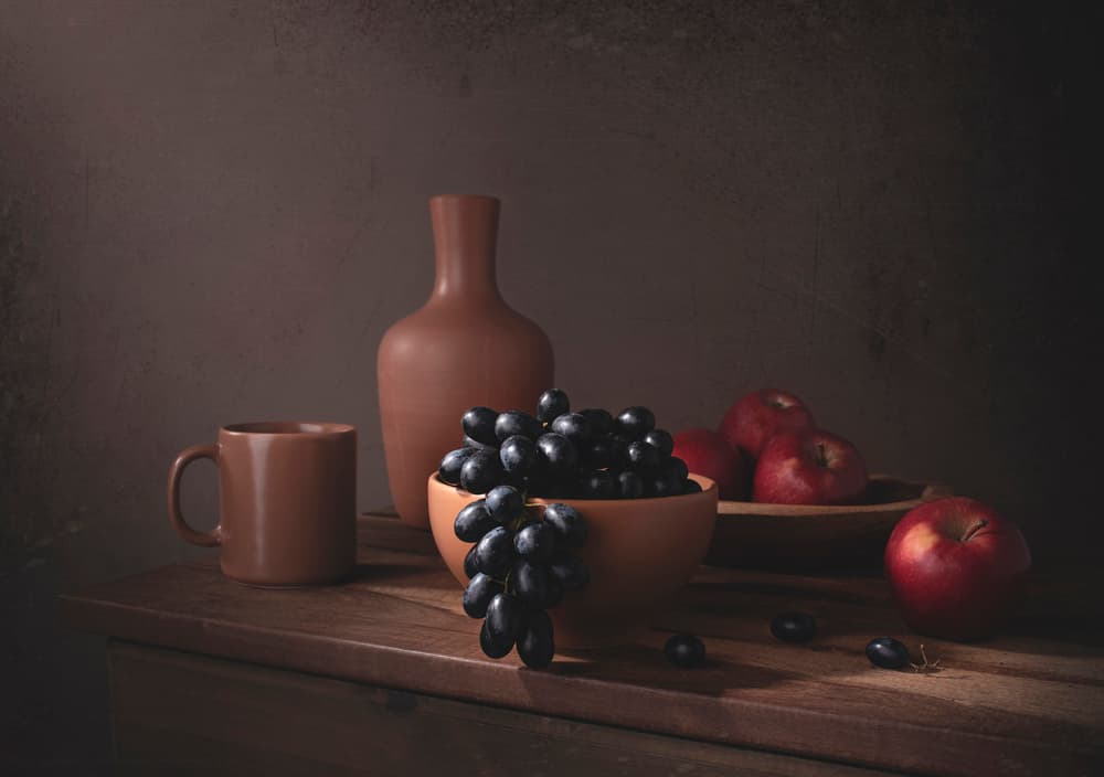 Moody Fruit Still Life by Margareth Perfoncio — canvas wall art