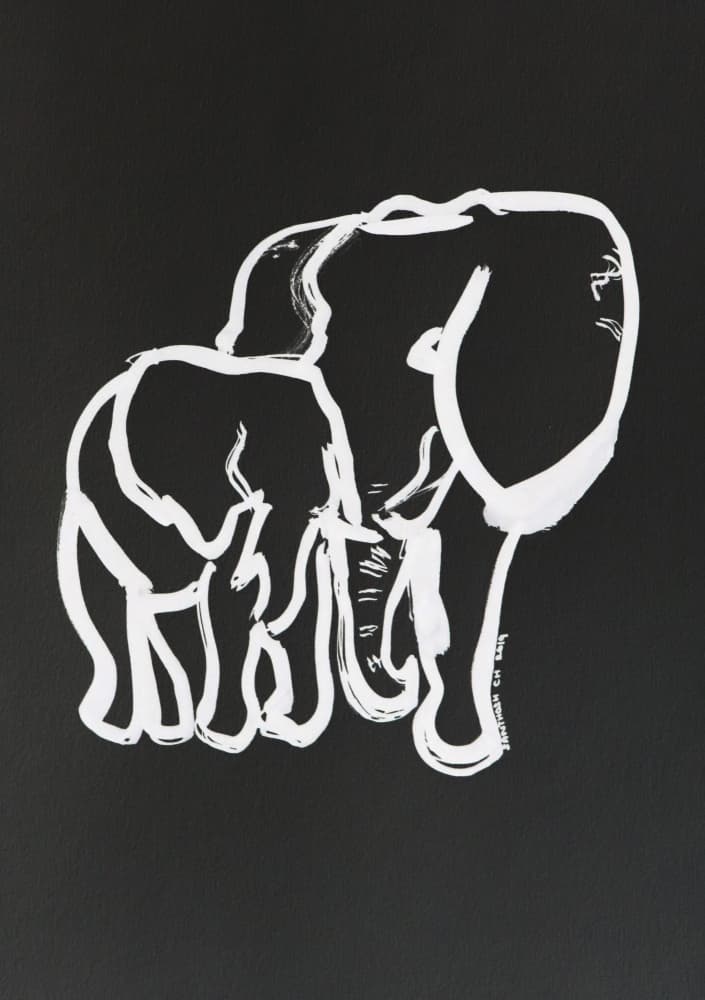 Mother and Baby Elephant by Santhosh ch — canvas wall art