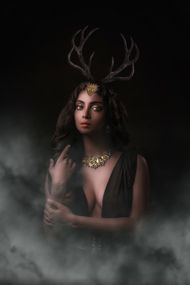 Mystic Antlered Woman by PARTHA BHATTACHARYYA — canvas wall art