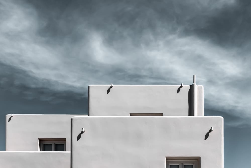 White Geometric Architecture by Markus Auerbach — canvas wall art