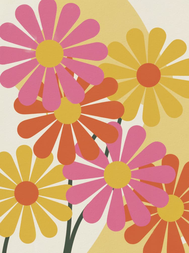Retro Flower Power by Andreas Magnusson — canvas wall art