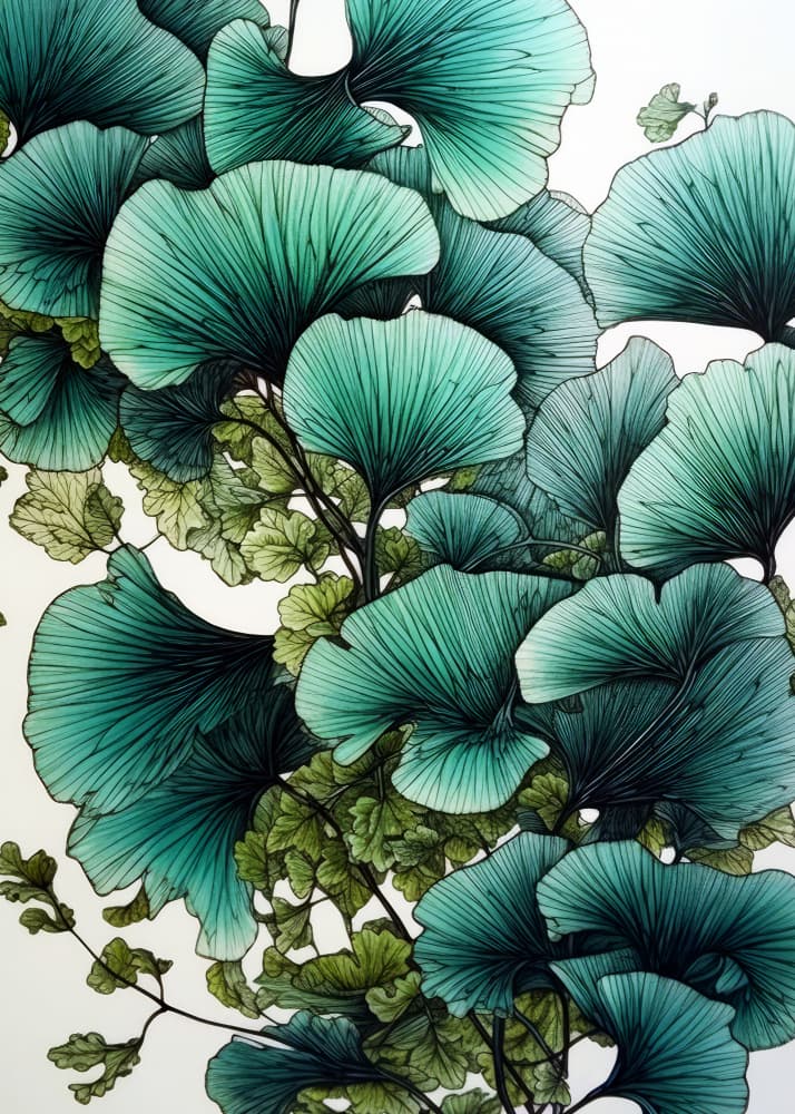 Teal Ginkgo Flow by Justyna Jaszke — canvas wall art