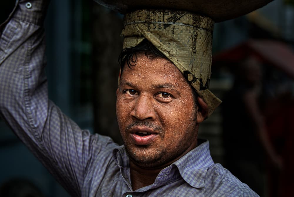 Sweaty Laborer Portrait by Joxe Inazio Kuesta Garmendia — canvas wall art