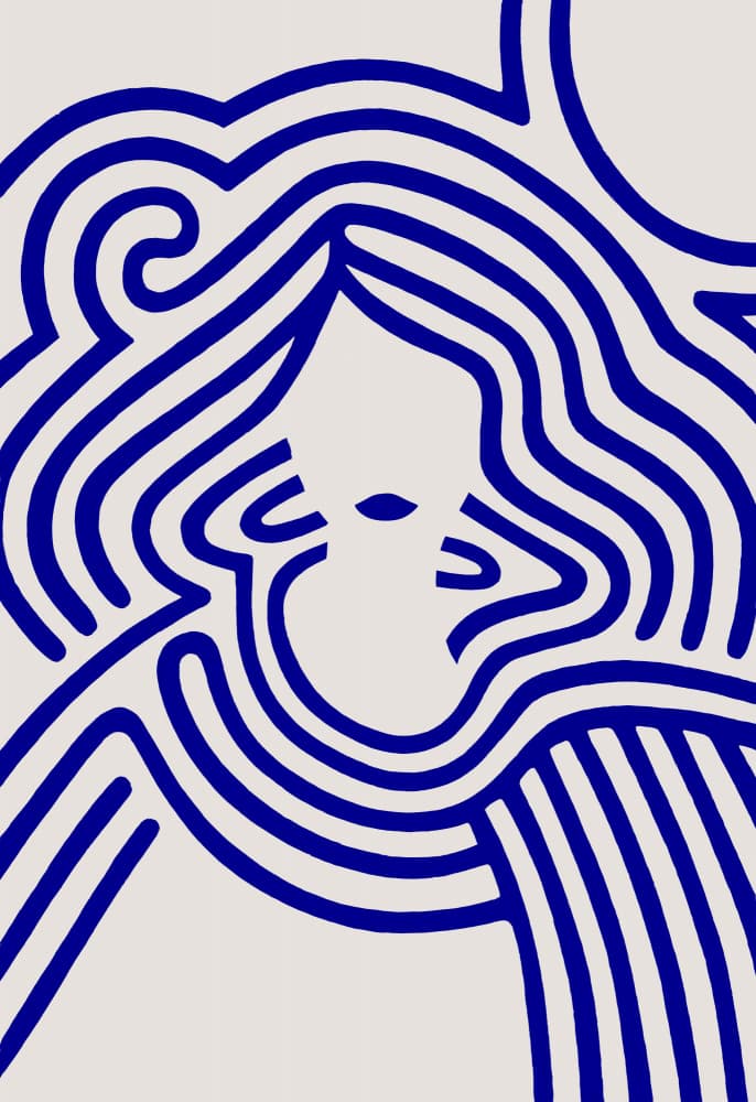 Blue Abstract Woman by Rosana Laiz Blursbyai — canvas wall art