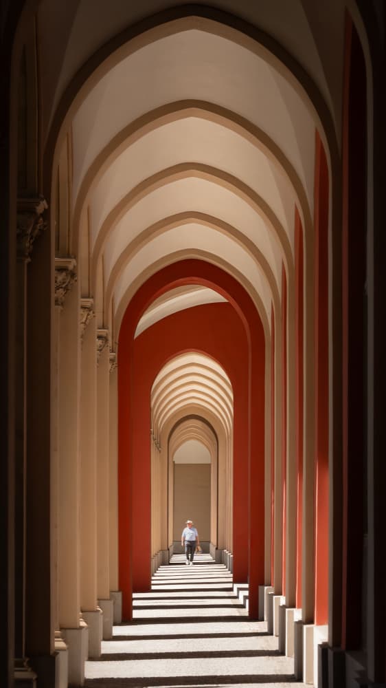 Long Red Corridor by Andy Dauer — canvas wall art