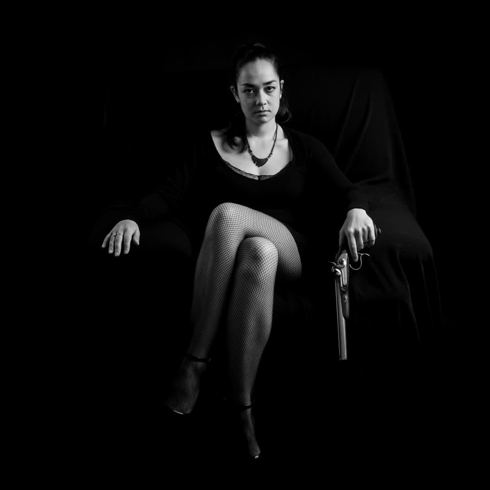 Femme Fatale With Gun by Thierry Lagandré (Transgressed Light) — canvas wall art