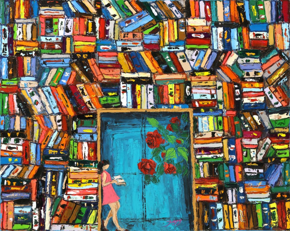 Colorful Library Doorway by Jukyong Park — canvas wall art